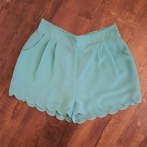 Teal scalloped shorts